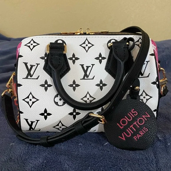Speedy 20 Spring in the City - White and Black Mini Bag with Pink Accents - Picture 1 of 6